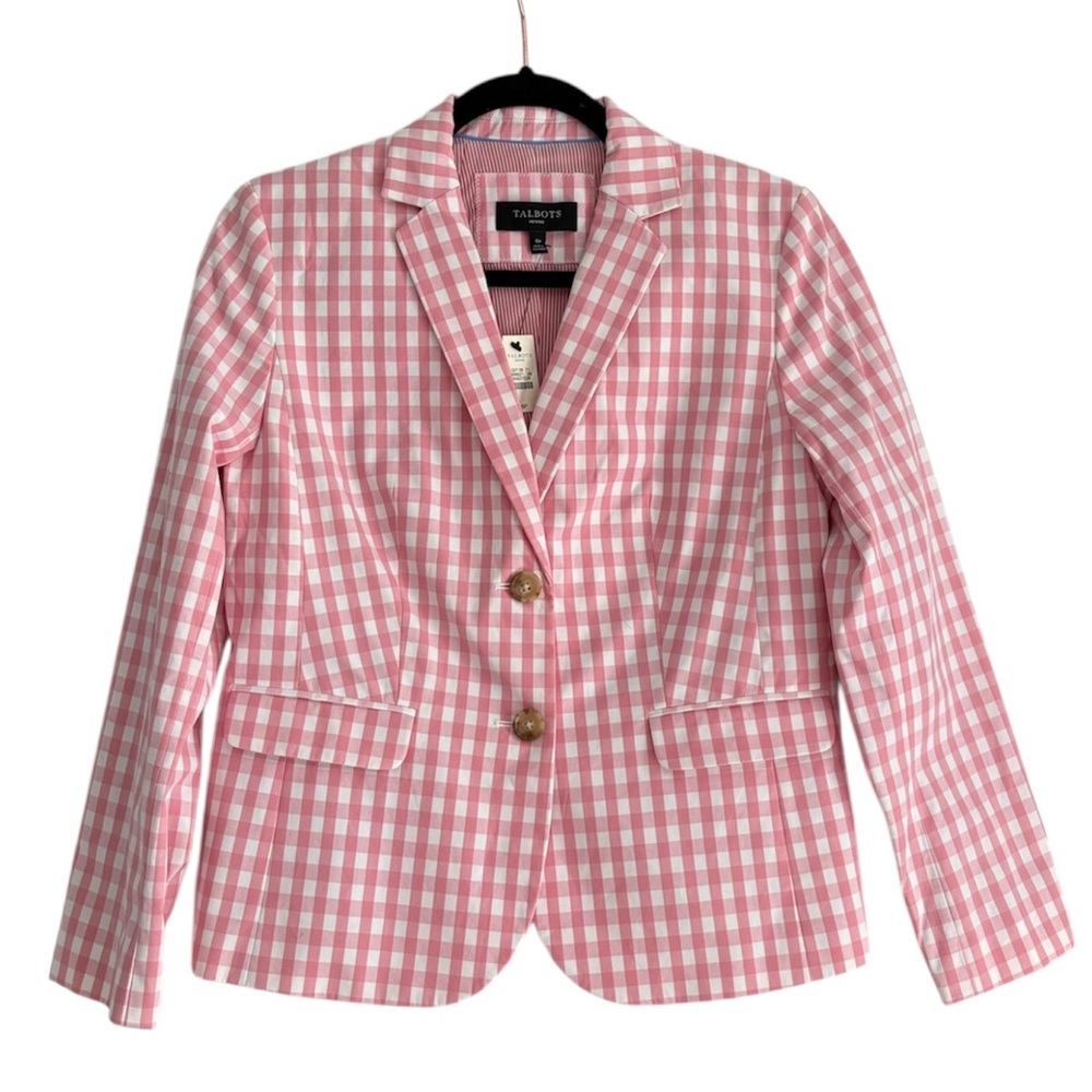 Talbots Pink and White Gingham Blazer, NWT